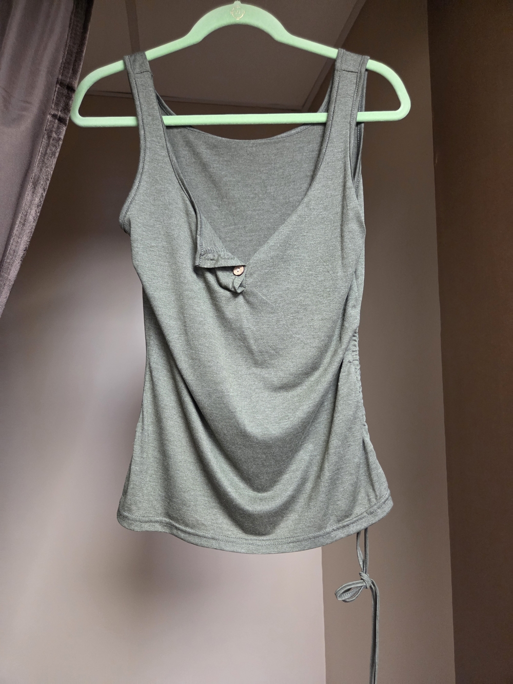 Green Sleeveless Tank Top with Side Tie